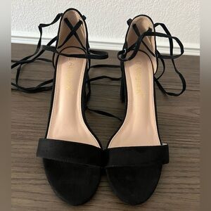 LIKE NEW SIZE Black Lace Up Block Heels 2-2.5 inch 
WORN ONCE